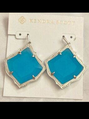 Kendra Scott blue faceted silver drop earrings